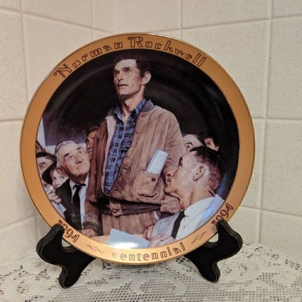 VINTAGE Norman Rockwell Freedom of Speech Painting Collector's Plate Rare 1994